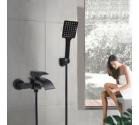 TEMU Mangüera de bañera con grifo de , negro mate, grifo de baño, ducha de , mezclador de baño de pared con cabezal de ducha