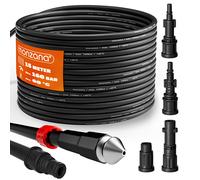 TEMU Manguera de limpieza de tuberías de presión de 15 m, 160 bar, 4 adaptadores para hidrolavadora de presión, compatible con Kärcher, kit de limpieza de desagües, manguera limpiadora de tuberías