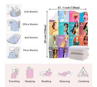 TEMU Manta de franela tema de - Cómoda, e , con estampado digital de , Aurora, y más - Ideal para todas , viajes o decoración del hogar, comodidad para todas | Diseño de personajes | , princesa