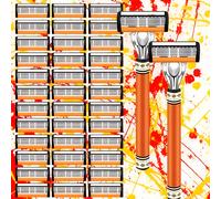 TEMU Manual de Resistencia para Hombres con 36 Hojas de Repuesto y Mango - Afeitadora de Acero Inoxidable de 6 Capas Adecuada para , , Líneas de Bikini - Antiarañazos para la Eliminación de Facial