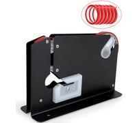 TEMU Máquina de sellado en negro con 6 rollos de cinta roja - Sellador de envases de alimentos portátil para supermercados y bolsas de congelador