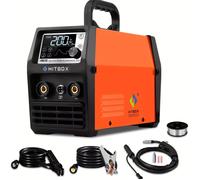 TEMU Máquina de soldar MIG sin gas de 200Amp 220V con de flux, una versátil máquina de soldar con funciones de MIG de flux, TIG Lift y Stick