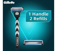 TEMU Maquinilla de afeitar manual Gillette MACH3, 1 portacuchillas, 2 cabezales de cuchillas, 3 capas de cuchillas, para hombre, de viaje, portátil