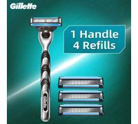 TEMU Maquinilla de afeitar manual Gillette MACH3 con 1 portacuchillas, 1 cabezal de 4 hojas y 3 capas de hojas, para hombre, de viaje, portátil