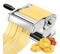 TEMU Maquinilla Manual para Hacer Pasta, Rodillo y Cortador de Acero Inoxidable con 6 Ajustes de Grosor, Ancho para Espaguetis, y Lasaña