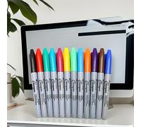TEMU Marcadores de 12 Colores, Lápices para Dibujo y a Base de Aceite en Beige , Plumas Permanentes de Punta Resistentes al Manchado - Juego Duradero de 12 Piezas