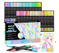 TEMU Marcadores de Acuarela Macaron de Punta con 50 Colores, Puntas y para Dibujar e Ilustrar