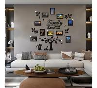 TEMU Marco de collage de pegatina DIY de acrílico, decoración de árbol genealógico para pared, calcomanía para , plata/dorado/negro, suministros y manualidades