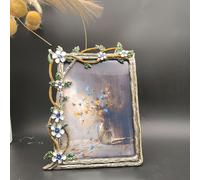 TEMU Marco de Fotos de Metal Esmaltado con Diseño Floral Minimalista Europeo, Soporte Decorativo para Fotos de Boda, o Dormitorio