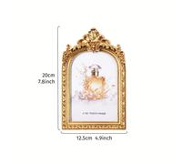 TEMU Marco de fotos decorativo con forma de de encaje dorado estilo europeo vintage, con un papel interior aleatorio, ideal para exhibir fotos de boda como decoración del hogar