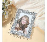 TEMU Marco de fotos oblonga MIAOCAI Style de 6x4in/7x5in, acabado en nogal, con diseño plegable de plástico , tema floral para decorar , el dormitorio y .