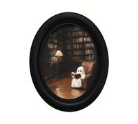 TEMU Marco de Fotos Ovalado para Pared Halloween y Acción de Gracias, 1 Pieza, Vintage de Biblioteca, Decoración Acogedora, Adornos Espeluznantes para Halloween, Cuadros Góticos en