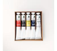 TEMU Marie un popular set de pinturas al óleo de 50 ml, con colores vibrantes y cobertura: de titanio, limón, , Azul cobalto y Negro .