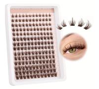 TEMU marrones que van desde 8 mm, pestañas naturales vibrantes, esponjosas Fox-Eye, largas Cat-Eye, rizadas en tira, 168 unidades