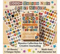 TEMU Más de 1000 pegatinas del alfabeto para scrapbooking, diarios y manualidades DIY - Hojas de mayúsculas/minúsculas, números, símbolos, papel mate para collage, diarios, planificadores, de tarjetas