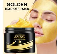 TEMU Máscara de colágeno dorado YOUNGCOME - Limpieza profunda de poros, estiramiento de la piel y fórmula con ácido hialurónico, E y aloe vera - Negra elegante, 70g/2.47oz