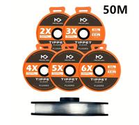 TEMU MASTER línea de tippet fluorocarbon para , 30m/50m calidad y durabilidad, juego de líneas de pesca con 2X/3X/4X/5X, herramienta para pesca de trucha en ríos y