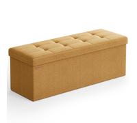 TEMU Mazie Colección - Puff Almacenaje, Plegable, 38 x 110 x 38 cm, Taburete Reposapiés, Pie de Cama, Soporta 300 kg, para , Dormitorio, Entrada, Jengibre