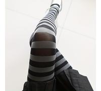 TEMU Medias a rayas grises y blancas - un diseño a rayas para leggings, suaves y delicadas con la piel, adecuadas para outfits universitarios y un estilo y , que realzan la vitalidad del look.