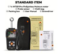 TEMU Medidor de humedad y , medidor digital esférico , detector de humedad tipo aguja con sensor de sensibilidad, probador de humedad para madera y paredes, pantalla a color, sin batería