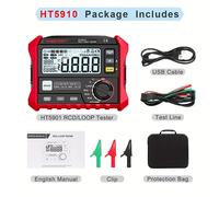 TEMU Medidor de Resistencia Digital HABOTEST HT5910 con Pantalla LCD de 4.7", Probador de RCD/Bucle, Almacenamiento de de 1000 Puntos, Voltímetro - ABS Duradero, Agarre Antideslizante, HABOTEST