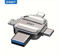 TEMU Memoria USB EAGET 32/64GB/128G/256GB Portátil Pequeña, Pendrive USB/Micro USB/Tipo-C/iOS 4 en 1 para Móvil, Computadora y iPhone 16/15/14/13/12 Pro/12 Mini/11