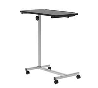 TEMU Mesa Auxiliar con Ruedas Mesa para Sofá Ajustable y de Metal Carga 20 kg para Dormitorio Salón Oficina 77x40x76-100 cm Negro y Plata