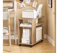 TEMU Mesa auxiliar con ruedas, Mesa rodante de 2 niveles con estantes, Estantería móvil para salón, dormitorio, oficina, L70 x A35 x H60cm Natural FBT34-N SoBuy