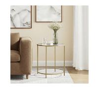 TEMU Mesa Auxiliar Redonda con Estante de Almacenamiento. Diseño para Ahorrar . Estructura de Acero y de Cristal con Control de . Ideal para , y Dormitorio.