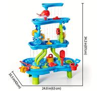 TEMU Mesa de Agua y Arena BABY HOME para Exteriores, Juego de Agua de 4 Niveles, Juguete Sensorial para Niños y Niñas, Mesa de Agua para Verano, Ideal para Regalos
