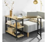 TEMU Mesa de citas rotativa, mesa de pie de sofá con ruedas, mesa de consola móvil con 2 estantes Sobuy FWT83-N