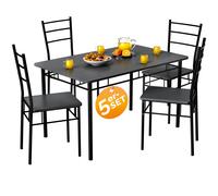 TEMU Mesa de comedor CASARIA® con 4 sillas Madera 5piezas Set Metal 110X70Cm Estilo industrial moderno Sillas de comedor y cocina Muebles de comedor Conjunto de asientos Leo