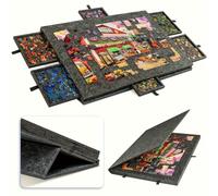 TEMU Mesa de Rompecabezas Navideña Todo en Uno con Soporte y | Tablero de Fieltro, Poliéster, Cajones para Organizar Rompecabezas de 1500 piezas, Color Mezclado