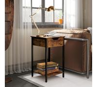 TEMU Mesa lateral HOMCOM, mesa de café de diseño industrial con armazón de acero, para salón, dormitorio, 40 X 40 X 68 cm, marrón