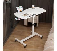 TEMU Mesa plegable para portátil de 60x40cm, altura ajustable, con cajón, portavasos, capacidad de carga de 15 kg, para el , ranura para tableta, mesa auxiliar para ordenador con 4 ruedas.