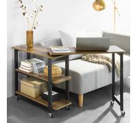 TEMU Mesita , Mesa Auxiliar para Sofá con 2 Estantes de Almacenamiento y , Diseño Industrial - 133 x 30 cm SoBuy FWT83-PF