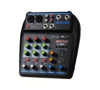 TEMU Mezclador de Audio DJ BOMGE 4 con Interfaz USB, Entrada XLR y 1/4", Grabación MP3pcs, Potencia Fantasma para Estudio, Streaming y Escenario KTV