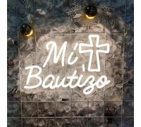 TEMU Mi bautismo decoración de pared neon, luces LED de , adecuado para decoración de fiestas, habitación, , dormitorio, jardín, , Navidad, decoración de bar y decoración de fiestas.