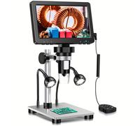 TEMU Microscopio Digital DM9 con Pantalla IPS de 7 Pulgadas, 16MP 1200X HD, Lupa de Monedas para Monedas de Error con Pantalla, de Soldadura LCD para Adultos, 10 Luces LED, Compatible con PC