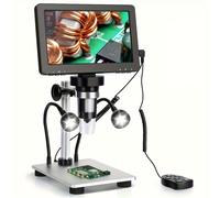 TEMU Microscopio Digital LCD de 7'' con LEDs, Aumento de 1200X, DM9, 1080P HD, Microscopio de Soldadura para Reparación de Electrónicos