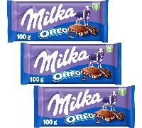 TEMU Milka Oreo 3 Tabletas de Chocolate con Leche de los Alpes y Trozos de Galleta Oreo, Pack Ahorro de 3 Tabletas de 100g