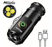 TEMU Mini 3xP35 LED Palma Pequeña Linterna Tipo-C USB Recargable Portátil Clip linterna Imán Luz Nocturna Luz de trabajo con batería 18350 X23