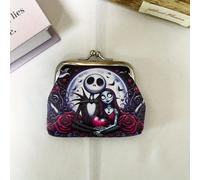 TEMU Mini de ' Navidad' de Disney - Diseño de Dibujos Animados de Jack Skellington y Sally, Cuero Sintético , Sin Doblar para Monedas y Tarjetas, Regalo Unisex para (Mayores de 15 Años)