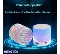 TEMU Mini estéreo portátil para automóvil A9 con LED agrietados deslumbrantes, altavoz subwoofer inalámbrico Bluetooth 4.1, tarjeta TF, color azul