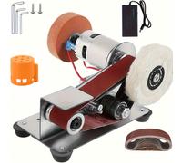 TEMU Mini lijadora de cinturón - Máquina de lijado eléctrica con velocidad ajustable, de artesanía manual, lijadora de , pulidor y buffer para hacer artesanías de madera, vidrio y joyería (con kit)