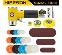 TEMU Mini Lijadora Orbital HIFESON de 2/3" Lijadora Pneumática Pulidora Máquina Pulidora Orbital de Acción Juego de Papel de Lijar de 80pcs