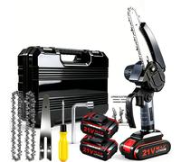 TEMU Mini Motosierra Portátil de 4 y 6'' con Bloqueo de Seguridad, Cadenas y Batería Opcional, Motosierra Eléctrica Inalámbrica para Cortar y Podar Árboles, No Cargador