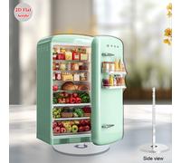 TEMU Mini Nevera Acrílica 2D en Vintage - Réplica de Mesa con Realistas (Frutas, Lácteos) para Decoración de Oficina, Adorno de Nevera en Miniatura, Sin Necesidad de Montaje, 2D