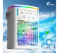 TEMU Mini ventilador de aire USB Gisay con humidificador y capacidades de enfriamiento evaporativo portátil, que tres velocidades de viento, para uso personal en el dormitorio, y mientras se viaja.