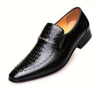 TEMU Mocasines Oxford Negros para Hombre, con Relieve de , Zapatos de Vestir Sin Cordones con Metálico Dorado, de Goma Cómoda para Ocasiones Formales de Negocios Casuales